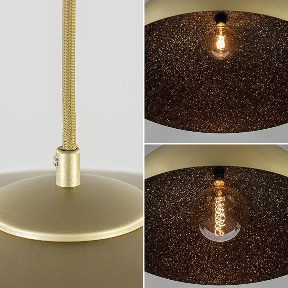 Grote hanglamp koepel mat goud met zwart 70 cm>Straluma Sale