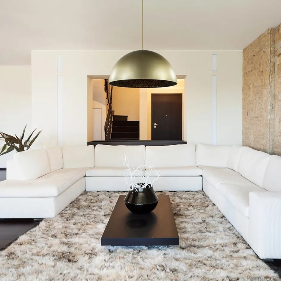 Grote hanglamp koepel mat goud met zwart 70 cm>Straluma Sale