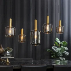 Grote hanglamp Lekar 5-lichts antiek brons met smoke glas><noscript><img width=