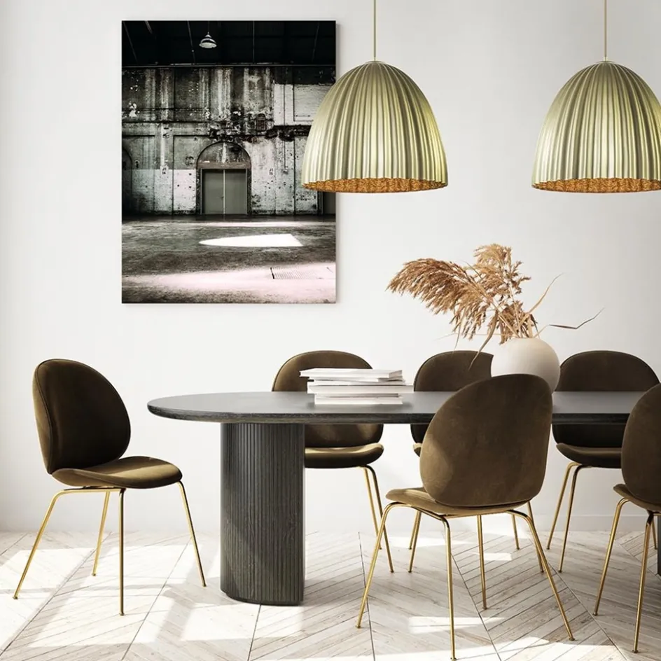 Grote hanglamp mat goud met relief 50 cm>Straluma