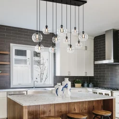 Grote hanglamp zwart 11- lichts multipendel helder glas><noscript><img width=