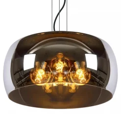 Grote hanglamp zwart met smoke glazen kap><noscript><img width=