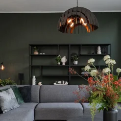 Grote koepel hanglamp Dome mat zwart metaal></noscript>Straluma New