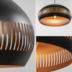 Grote koepel hanglamp zwart met goud 50 cm><noscript><img width=