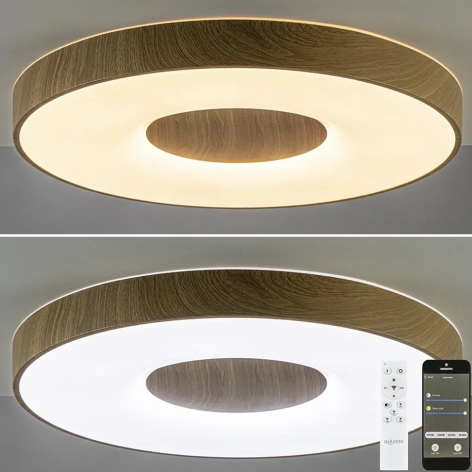 Grote LED plafondlamp met houtlook 65 cm>Straluma Sale