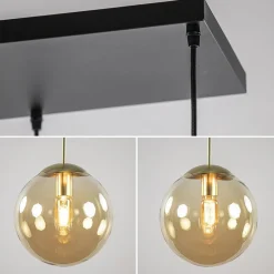 Grote 6-lichts eettafelhanglamp messing met amber glazen bollen></noscript>Straluma Hot