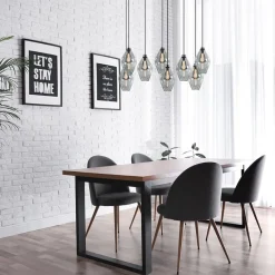 Grote 8-lichts multipendel hanglamp smoke glas ruit></noscript>Straluma Discount