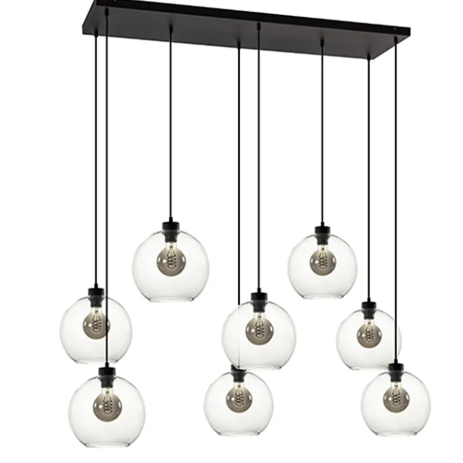 Grote 8-lichts multipendel/ hanglamp met helder glas>Straluma Hot