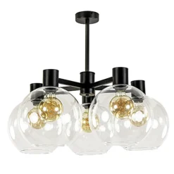 Grote 5-lichts plafondlamp helder glas>Straluma