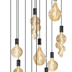 Grote 12-lichts videlamp mat zwart met zwarte pendels><noscript><img width=