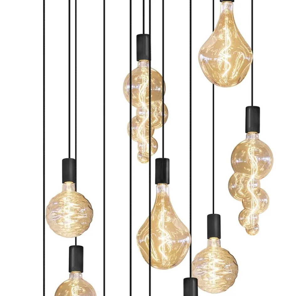 Grote 12-lichts videlamp mat zwart met zwarte pendels>Straluma Sale