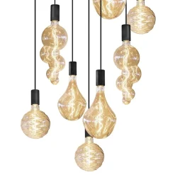 Grote 12-lichts videlamp mat zwart met zwarte pendels><noscript><img width=