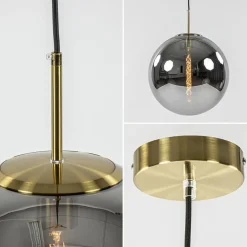 Grote luxe hanglamp brons + smoke glas Medina><noscript><img width=