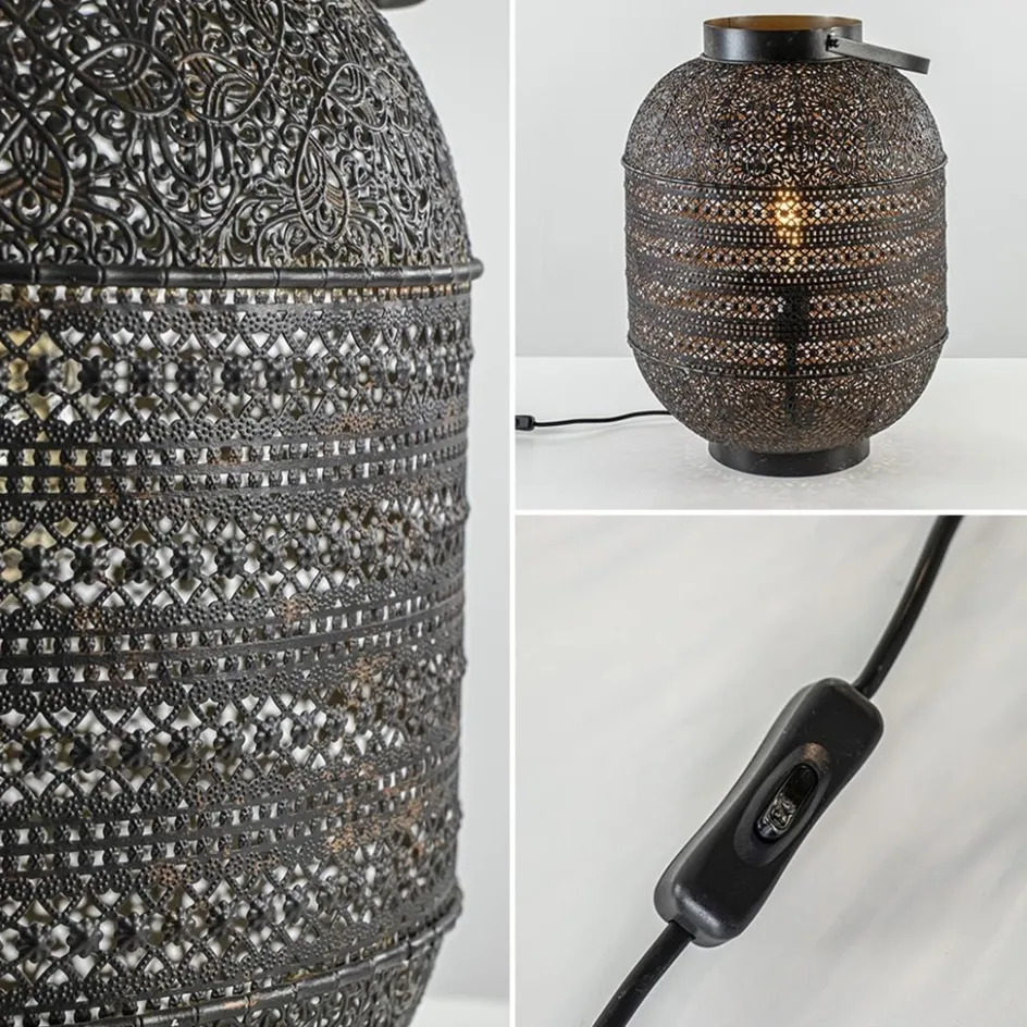 Grote Oosterse tafellamp lantaarn donker bruin>Straluma Best