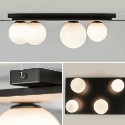 Grote plafondlamp rechthoekig zwart met witte bollen></noscript>Straluma Best