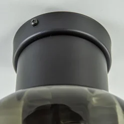 Grote plafondlamp smoke glas met mat zwart><noscript><img width=