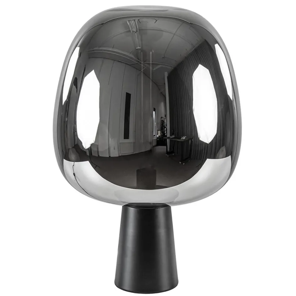 Grote tafellamp Amarah zwart met smoke glazen kap>Straluma Online