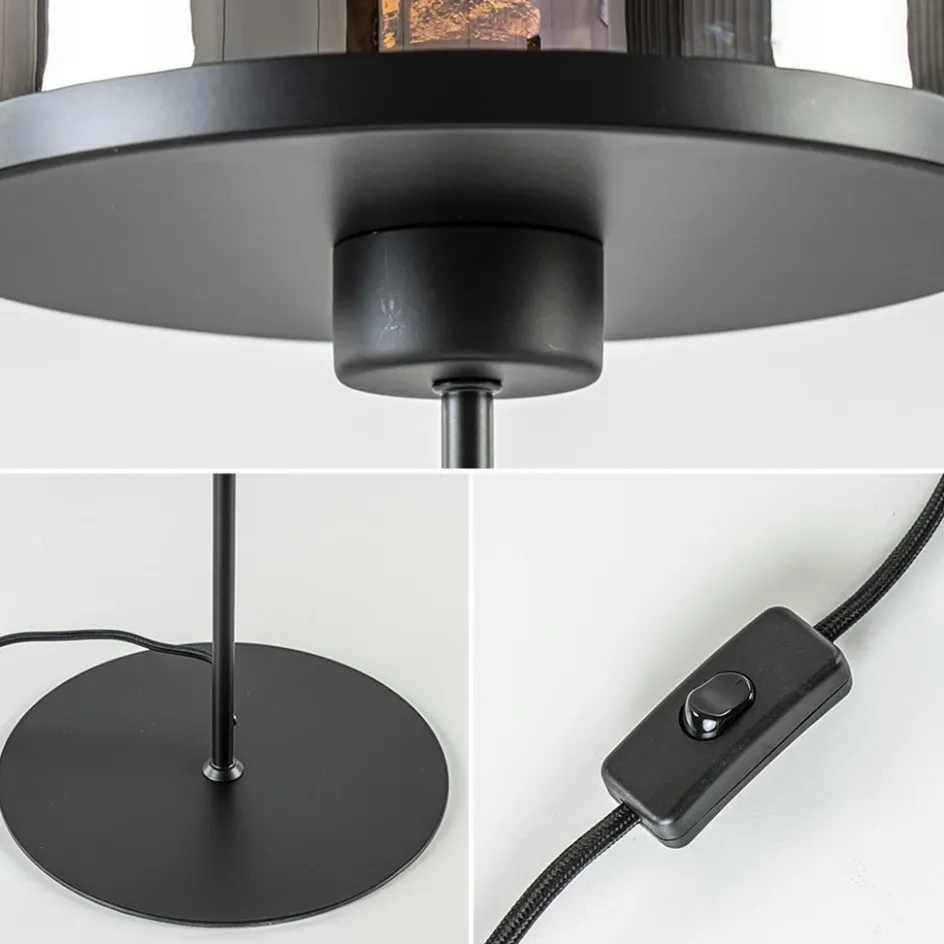 Grote tafellamp Maverick mat zwart met smoke glas>Straluma Best