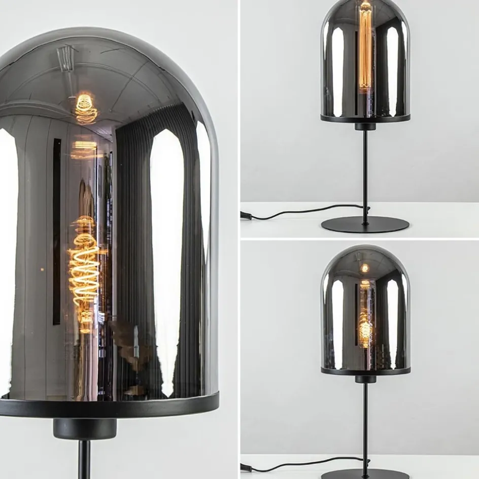 Grote tafellamp Maverick mat zwart met smoke glas>Straluma Best