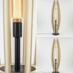 Grote vloerlamp blank hout met mat zwarte voet></noscript>Straluma New