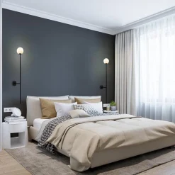 Grote wandlamp mat zwart met witte glazen bol></noscript>Straluma Online