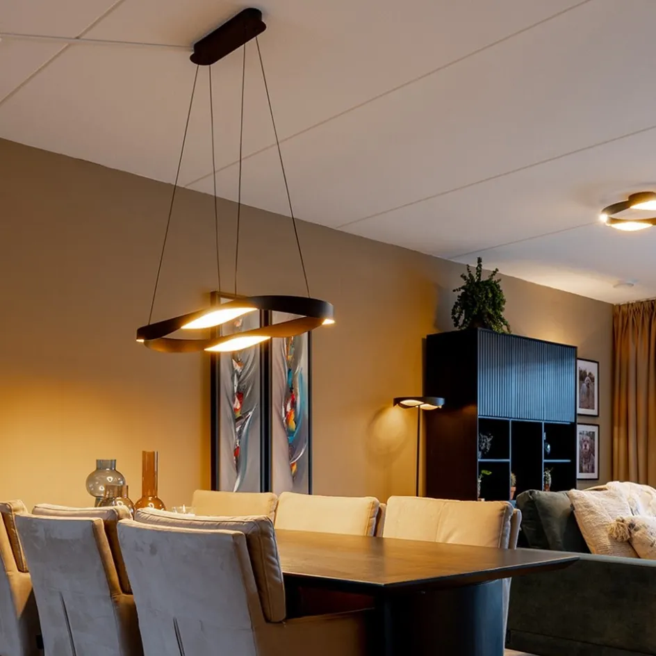 Hanglamp Ascoli ovaal zwart/matgoud>Straluma Online