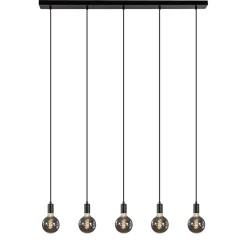 Hanglamp balk 110cm + 5x pendel zwart>Straluma Clearance