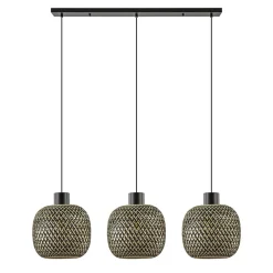 Hanglamp balk 3L zwart + bamboe>Straluma Best
