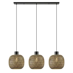 Hanglamp balk 3L zwart + bamboe>Straluma Best