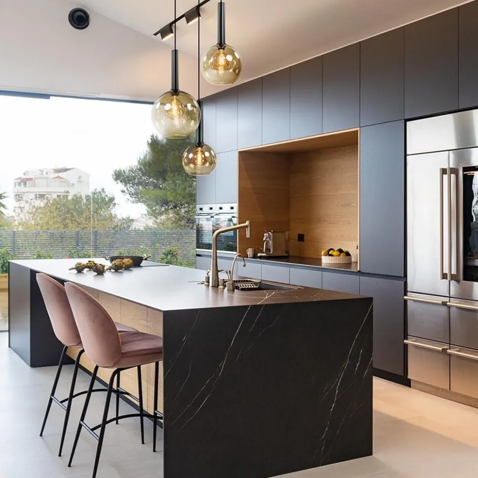 Hanglamp Bella 3L rond zwart+smoke glas>Straluma Best