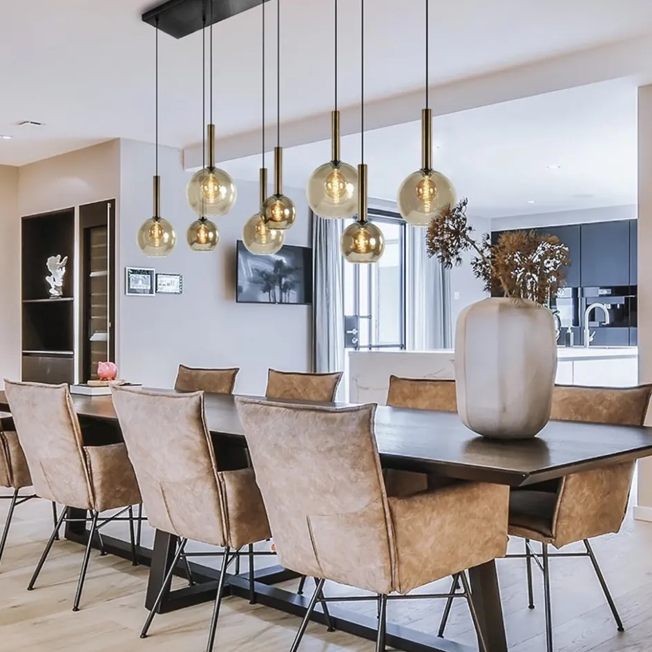 Hanglamp Bella 8L zwart/brons/smoke mix>Straluma Clearance