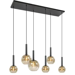 Hanglamp Bella Smoke 6L multipendel zwart/glas mix>Straluma New
