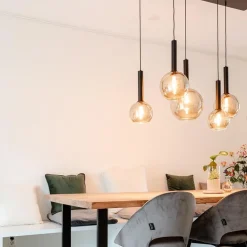 Hanglamp Bella Smoke 6L multipendel zwart/glas mix></noscript>Straluma New