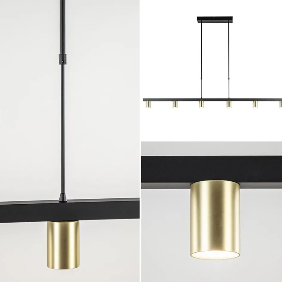Hanglamp Bounce 6L 160cm zwart/goud>Straluma Clearance