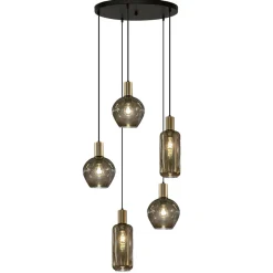 Hanglamp Bounty 5L rond zwart/matgoud>Straluma Discount