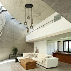 Hanglamp Bounty 5L rond zwart/matgoud><noscript><img width=