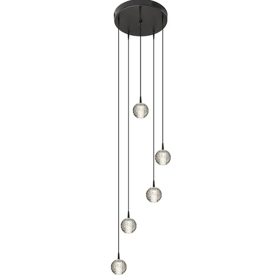 Hanglamp Bubbles 5L rond zwart/helder dtw>Straluma Clearance