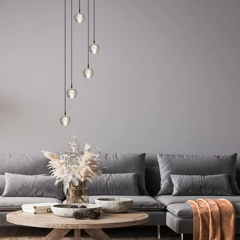 Hanglamp Bubbles 5L rond zwart/helder dtw>Straluma Clearance