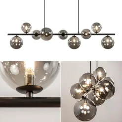 Hanglamp Calcio 9l zwart + smoke glas><noscript><img width=