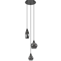 Hanglamp Cambio 3L rond zwart smoke glas>Straluma Sale