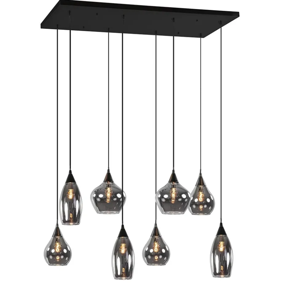 Hanglamp Cambio 8L zwart + smoke glas>Straluma Outlet