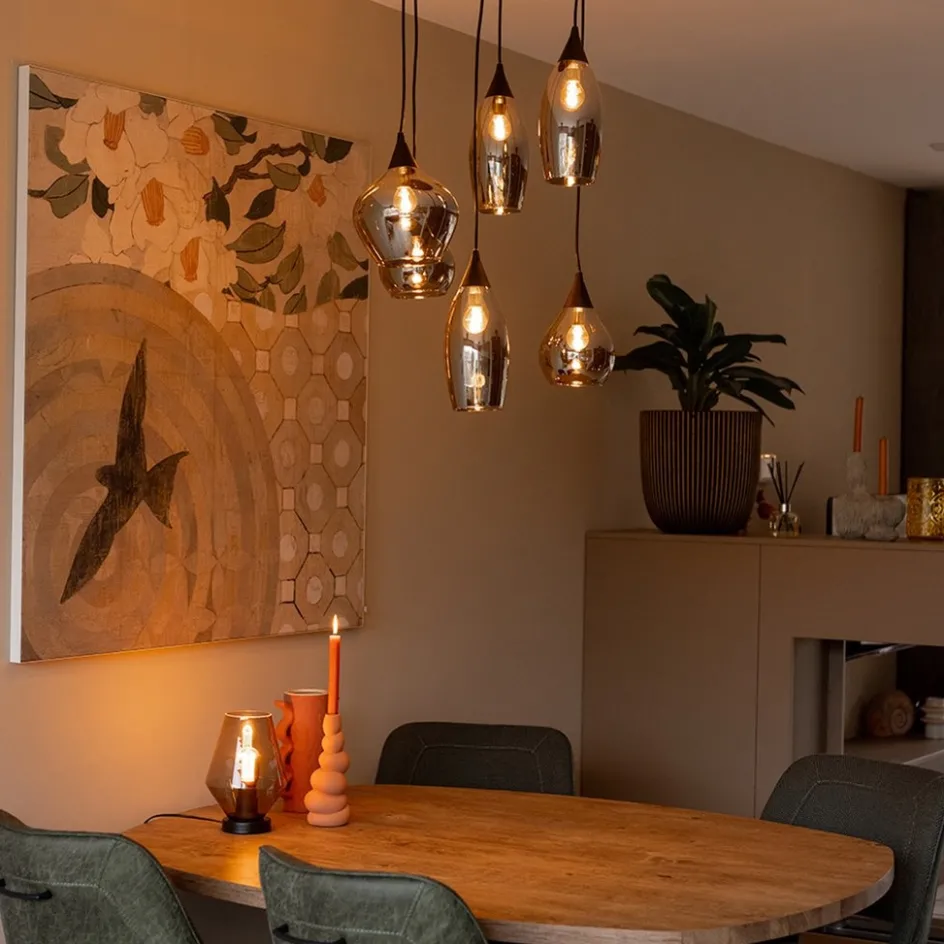 Hanglamp Cambio 6L zwart + smoke glas mix>Straluma