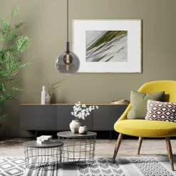 Hanglamp Chandra 1L zwart + glas 30cm><noscript><img width=