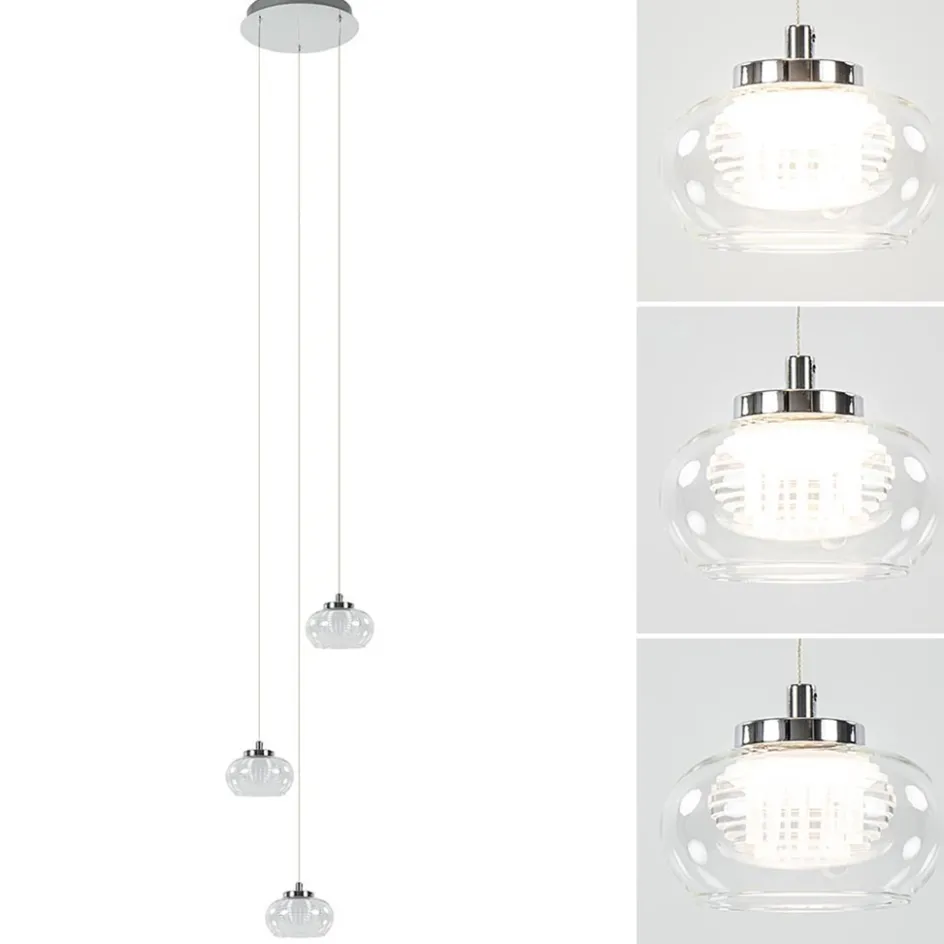 Hanglamp chroom/helder glas 3-lichts>Straluma Sale