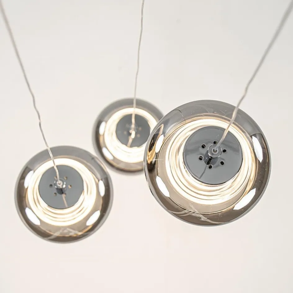 Hanglamp chroom/smoke glas 3-lichts>Straluma Best