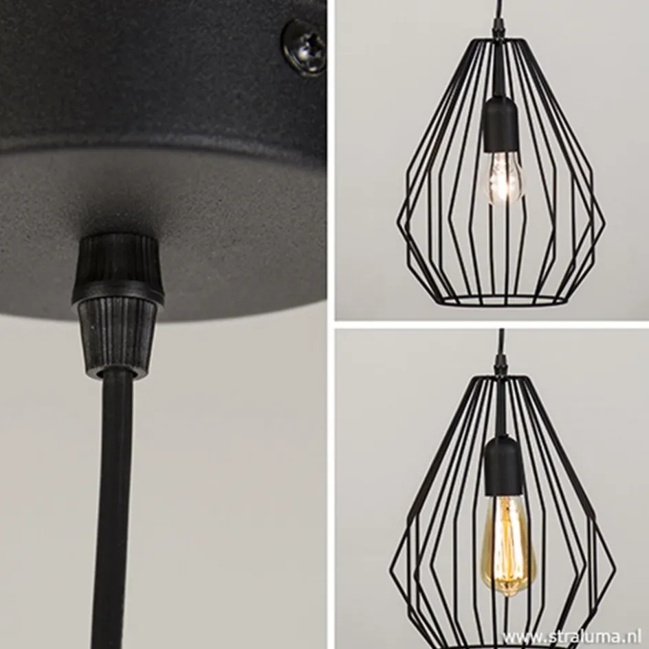 Hanglamp draad mat zwart>Straluma Discount