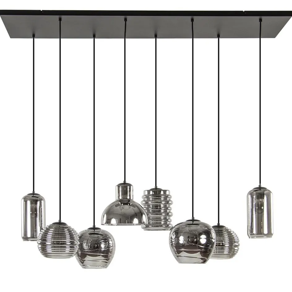 Hanglamp Fantasy 8L zwart + smoke glas mix>Straluma Discount