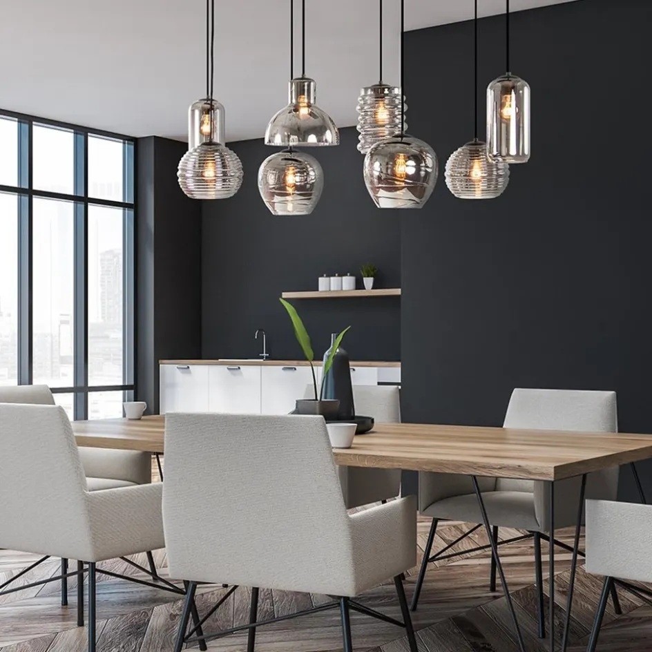 Hanglamp Fantasy 8L zwart + smoke glas mix>Straluma Discount