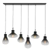 Hanglamp Flere 6L zwart smoke/clear glas>Straluma Online