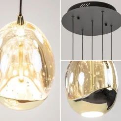 Hanglamp Golden Egg 5L rond zwart/goud></noscript>Straluma Discount